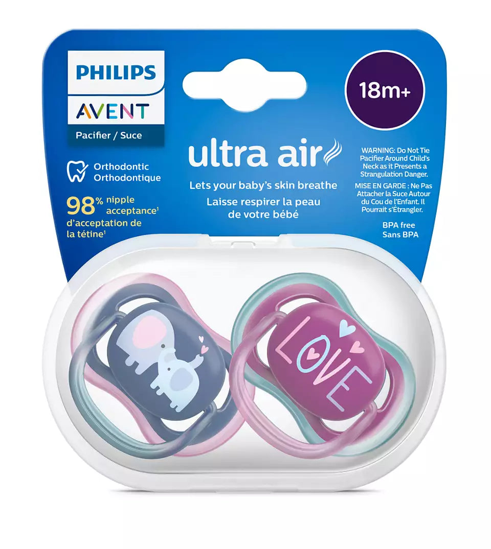 Philips Avent suzeta silicon Ultra Air 18m+ 2 buc Girl cu elefant