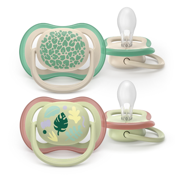 Philips Avent suzeta silicon Ultra Air 6-18  luni 2 buc Neutral Frunze-Amprente