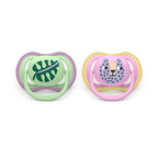 Philips Avent suzeta silicon Ultra Air 6-18  luni 2 buc Roz/Green Leopard-Frunza