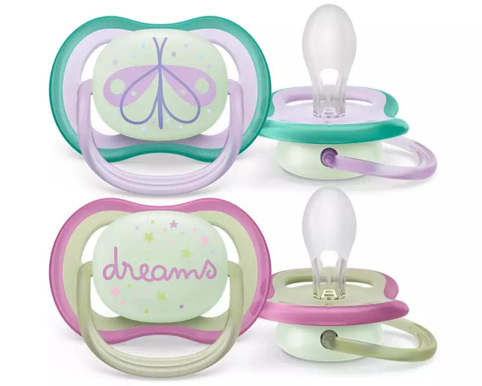 Philips Avent suzeta silicon Ultra Air Nighttime 0-6  luni 2 buc Girl animal Imagine principală a produsului