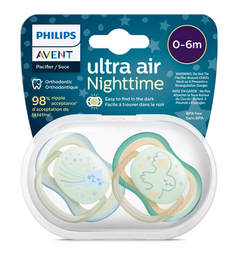 Philips Avent suzeta silicon Ultra Air Nighttime 0-6  luni 2 buc Neutral