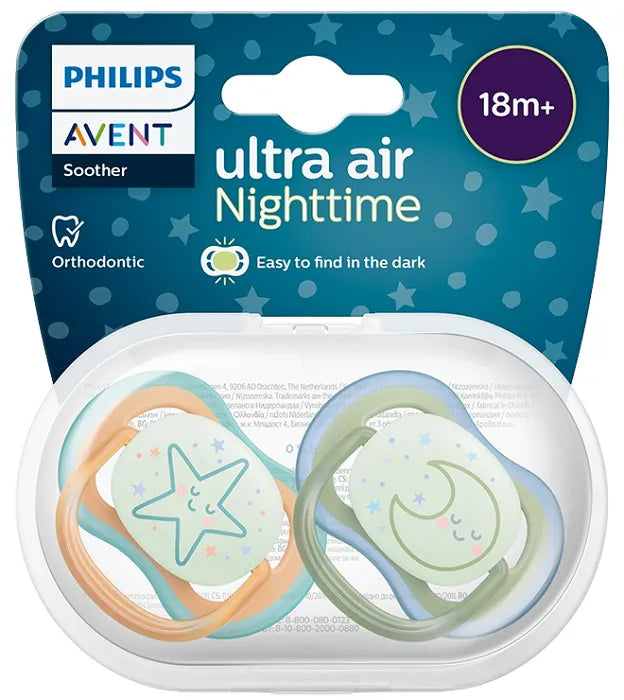 Philips Avent suzeta silicon Ultra Air Nighttime 18m+ 2 buc Neutral