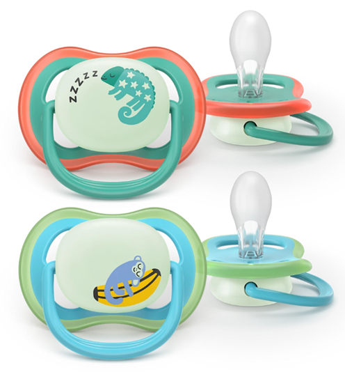 Philips Avent suzeta silicon Ultra Air NightTime 6-18 luni 2 buc Boy Cameleon-Maimuta Imagine principală a produsului