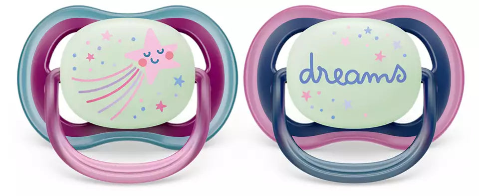 Philips Avent suzeta silicon Ultra Air Nighttime 6-18  luni 2 buc Girl