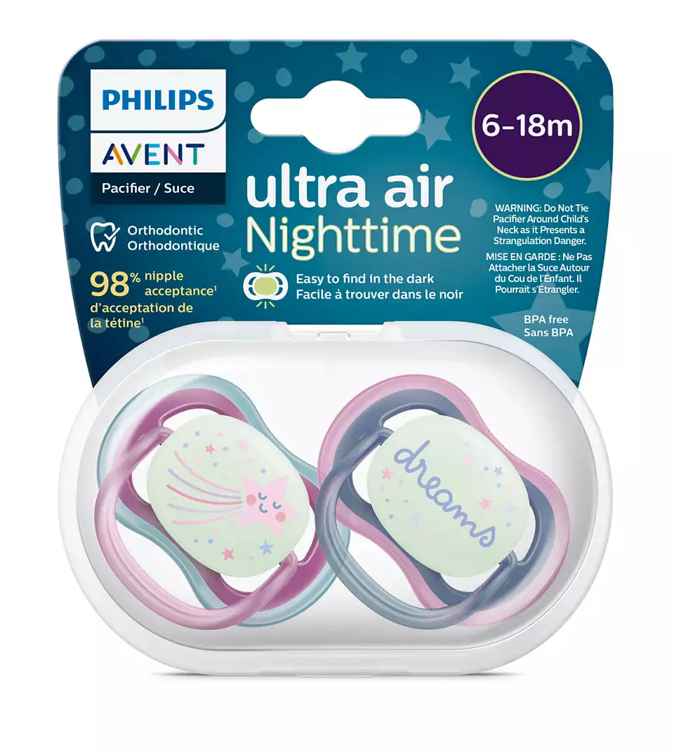 Philips Avent suzeta silicon Ultra Air Nighttime 6-18  luni 2 buc Girl