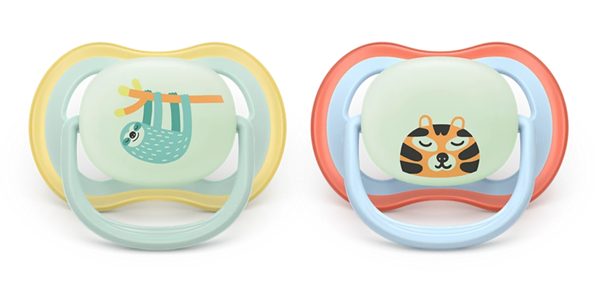 Philips Avent suzeta silicon Ultra Air NightTime 0-6 luni 2 buc Boy Lenes-Tigru