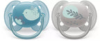 Philips Avent suzeta silicon Ultra Soft 0-6 luni 2 buc Albastru cu pasare si frunza