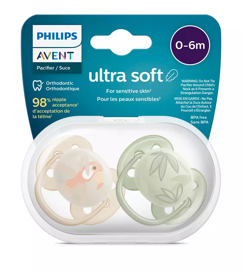 Philips Avent suzeta silicon Ultra Soft 0-6 luni 2 buc Boy animal