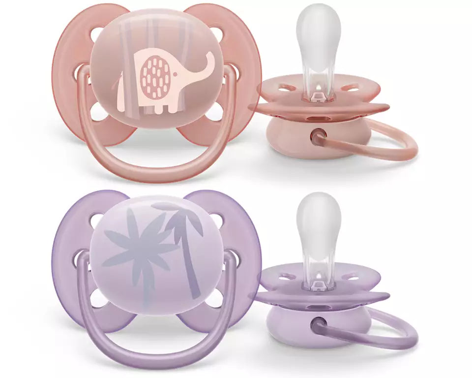 Philips Avent suzeta silicon Ultra Soft 0-6 luni 2 buc Girl animal Imagine principală a produsului