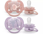 Philips Avent suzeta silicon Ultra Soft 0-6 luni 2 buc Girl animal