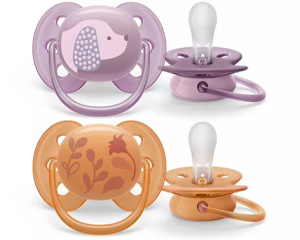 Philips Avent suzeta silicon Ultra Soft 6-18 luni 2 buc Girl animal Imagine principală a produsului