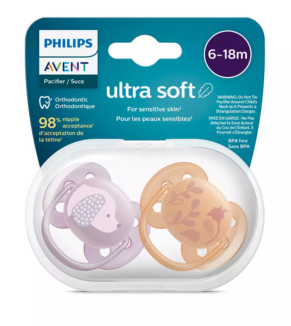 Philips Avent suzeta silicon Ultra Soft 6-18 luni 2 buc Girl animal