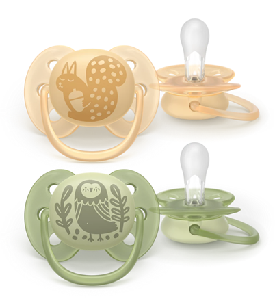 Philips Avent suzeta silicon Ultra Soft 6-18 luni 2 buc Neutral Veverita-Pasare