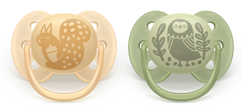 Philips Avent suzeta silicon Ultra Soft 6-18 luni 2 buc Neutral Veverita-Pasare