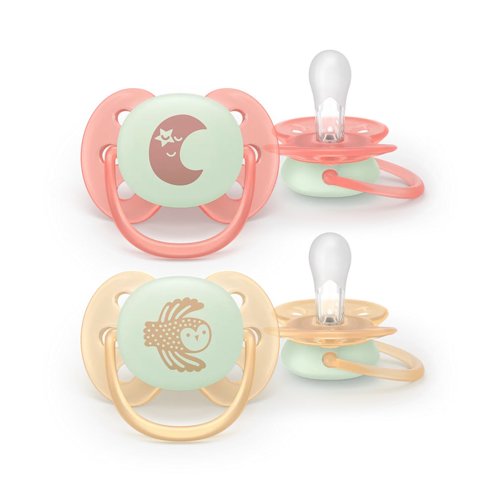Philips Avent suzeta silicon Ultra Soft Nighttime 0-6 luni+ 2 buc Girl luna si bufnita Imagine principală a produsului