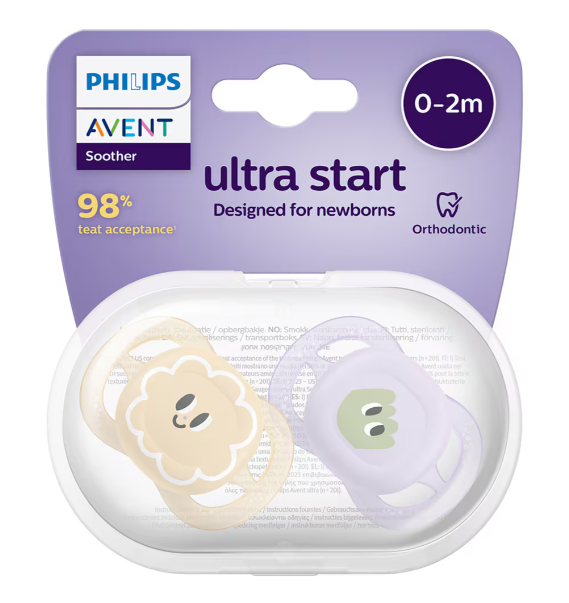 Philips Avent suzeta silicon Ultra Start 0-2 luni 2 buc Girl cu model