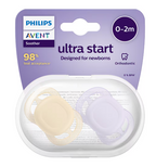 Philips Avent suzeta silicon Ultra Start 0-2 luni 2 buc Girl neutral