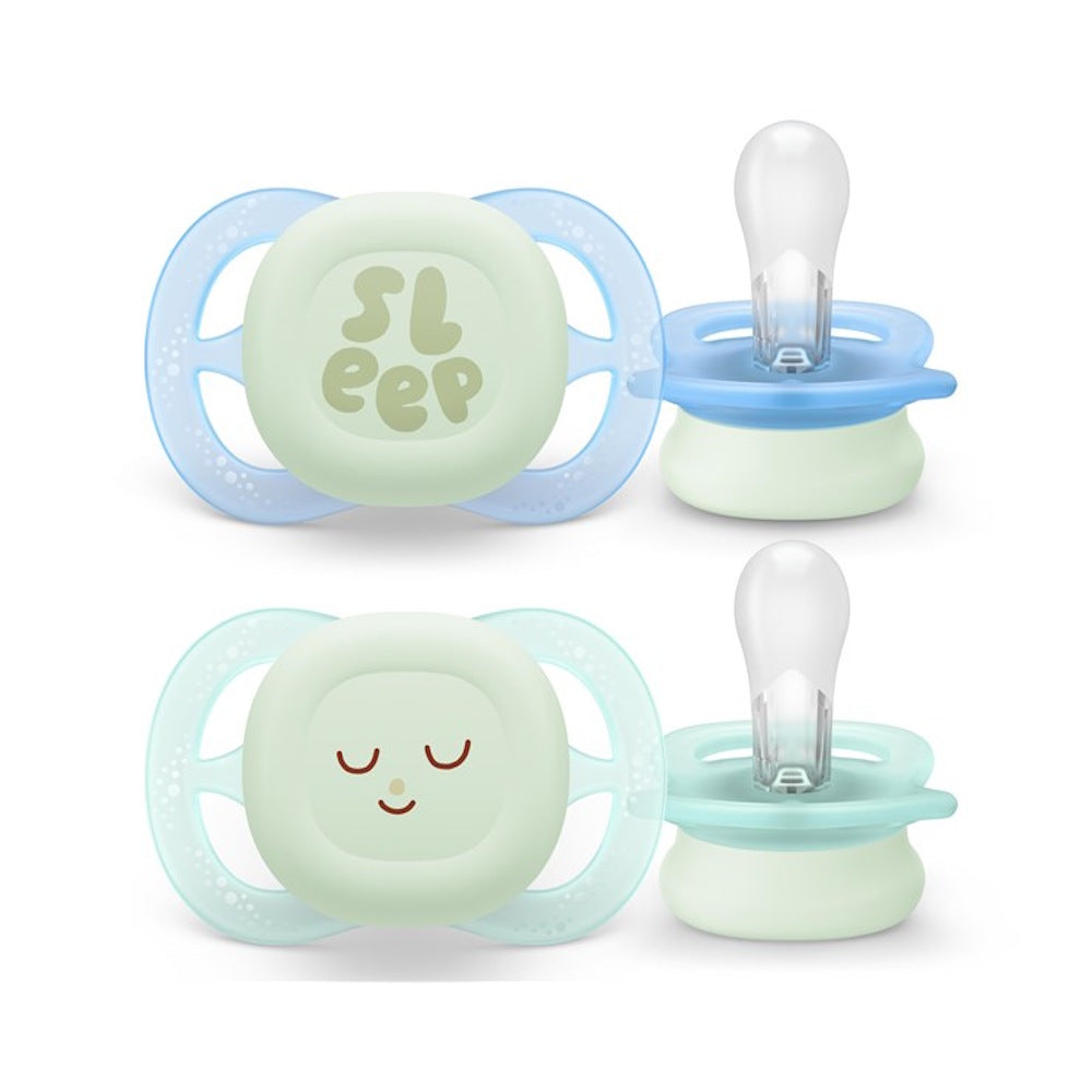 Philips Avent suzeta silicon Ultra Start Nighttime 0-2 luni 2 buc Boy cu SLEEP