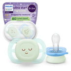 Philips Avent suzeta silicon Ultra Start Nighttime 0-2 luni 2 buc Boy cu SLEEP