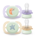 Philips Avent suzeta silicon Ultra Start Nighttime 0-2 luni 2 buc Girl cu model