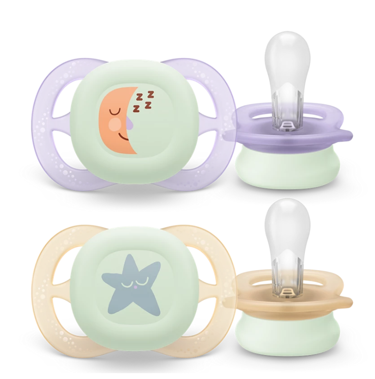 Philips Avent suzeta silicon Ultra Start Nighttime 0-2 luni 2 buc Girl cu model