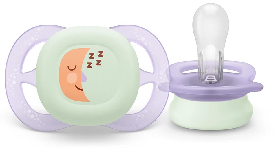 Philips Avent suzeta silicon Ultra Start Nighttime 0-2 luni 2 buc Girl cu model