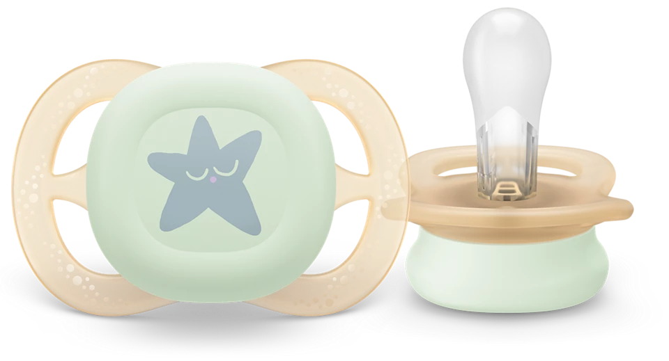 Philips Avent suzeta silicon Ultra Start Nighttime 0-2 luni 2 buc Girl cu model