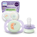 Philips Avent suzeta silicon Ultra Start Nighttime 0-2 luni 2 buc Girl cu luna si stea