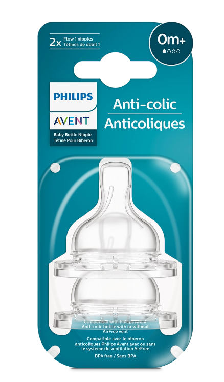 Philips Avent tetina silicon anti-colici debit 1/0m+ 2 buc