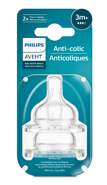 Philips Avent tetina silicon anti-colici debit  3/3m+ 2 buc