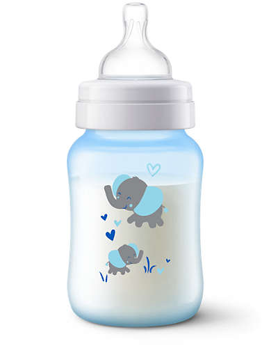 Philips Avent biberon Anti-colic 260 ml 1m+, Albastru cu elefant 01 Imagine principală a produsului