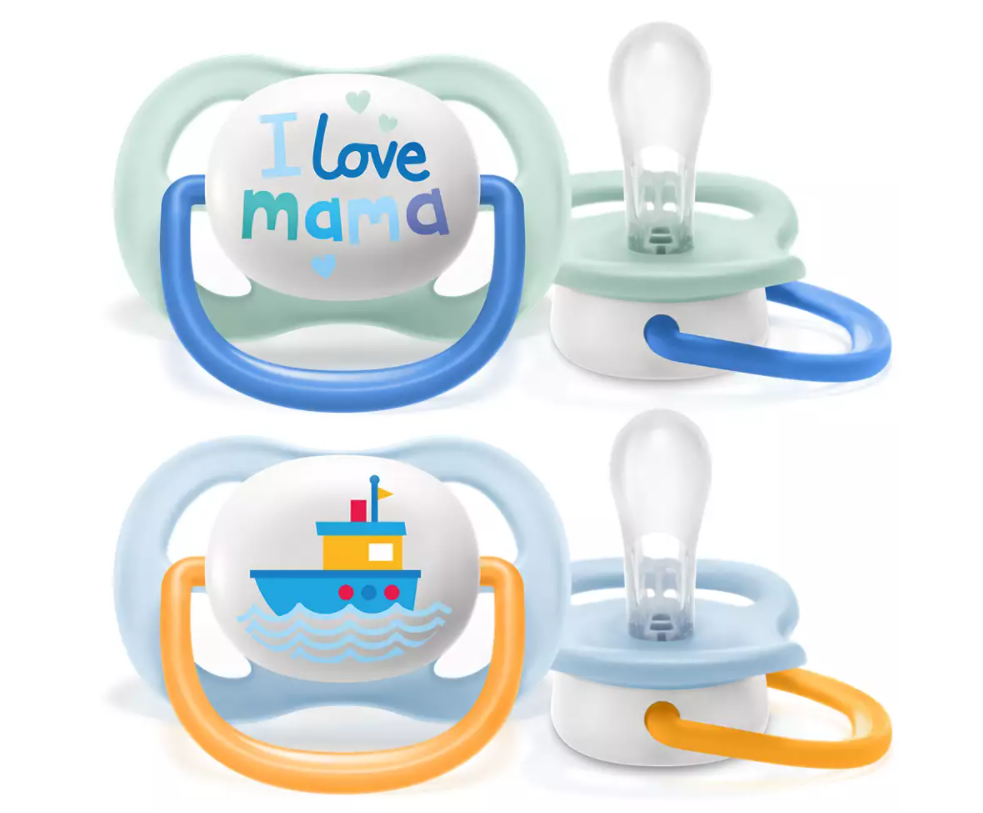 Philips Avent suzeta silicon Ultra Air 0-6 luni 2 buc Happy Boy 