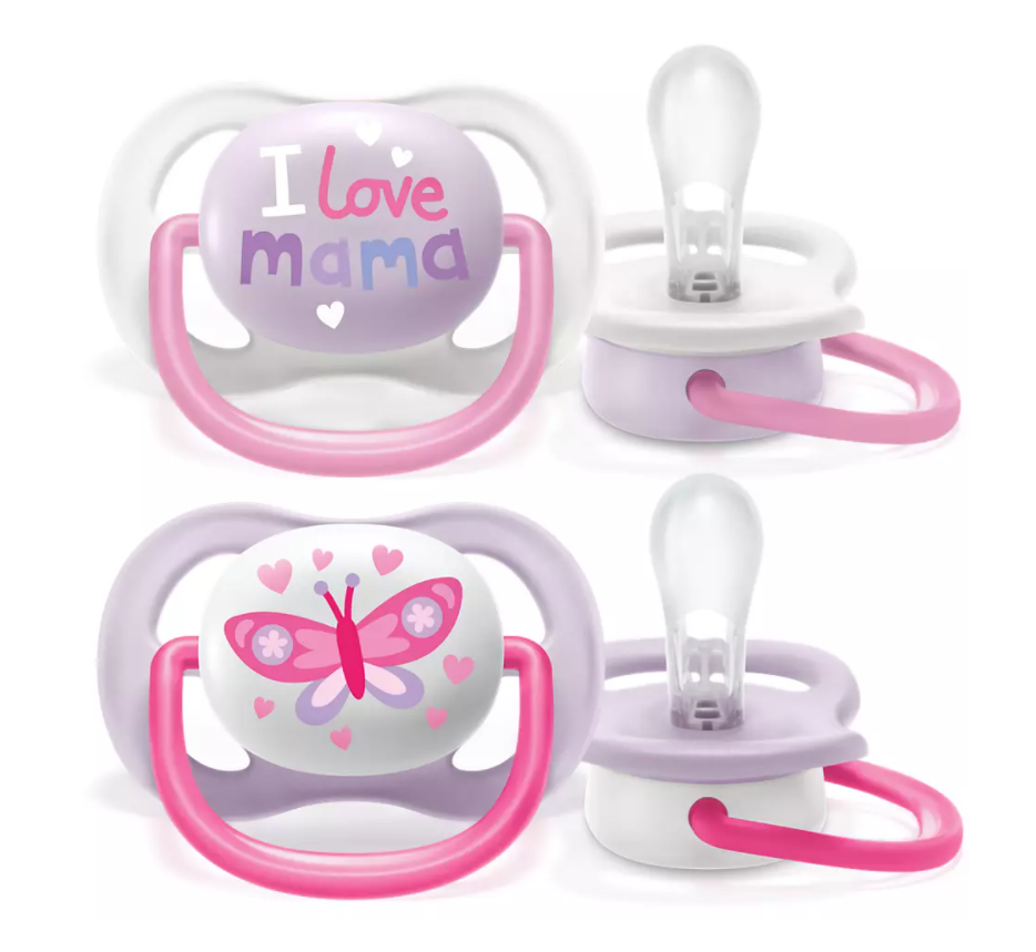 Philips Avent suzeta silicon Ultra Air 0-6 luni 2 buc Happy Girl 