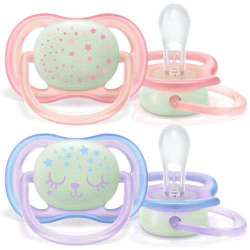 Philips Avent Ultra Air Night suzeta silicon 0-6 luni 2 buc, Fete 01