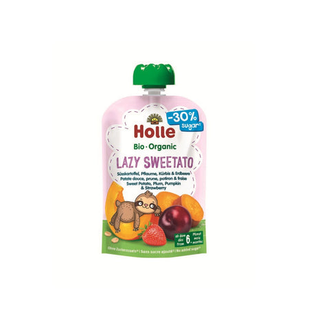 Holle piure Bio din cartofi dulci cu prune, dovleac si capsuni Lazy Sweetato 6m+ 100 g