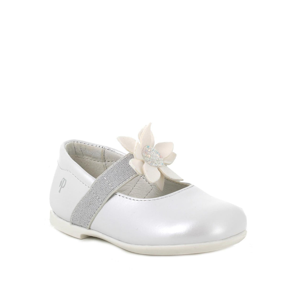 Primigi balerini fetite 20-24 Nappa bianco perlato cu floare Imagine principală a produsului