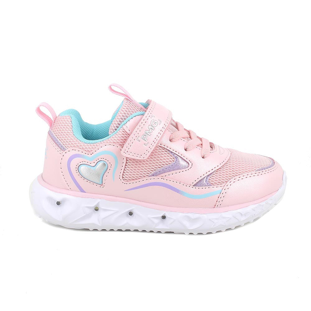 Primigi pantofi fete sport cu LED 27-32 Rosa e turchese cu inimioara