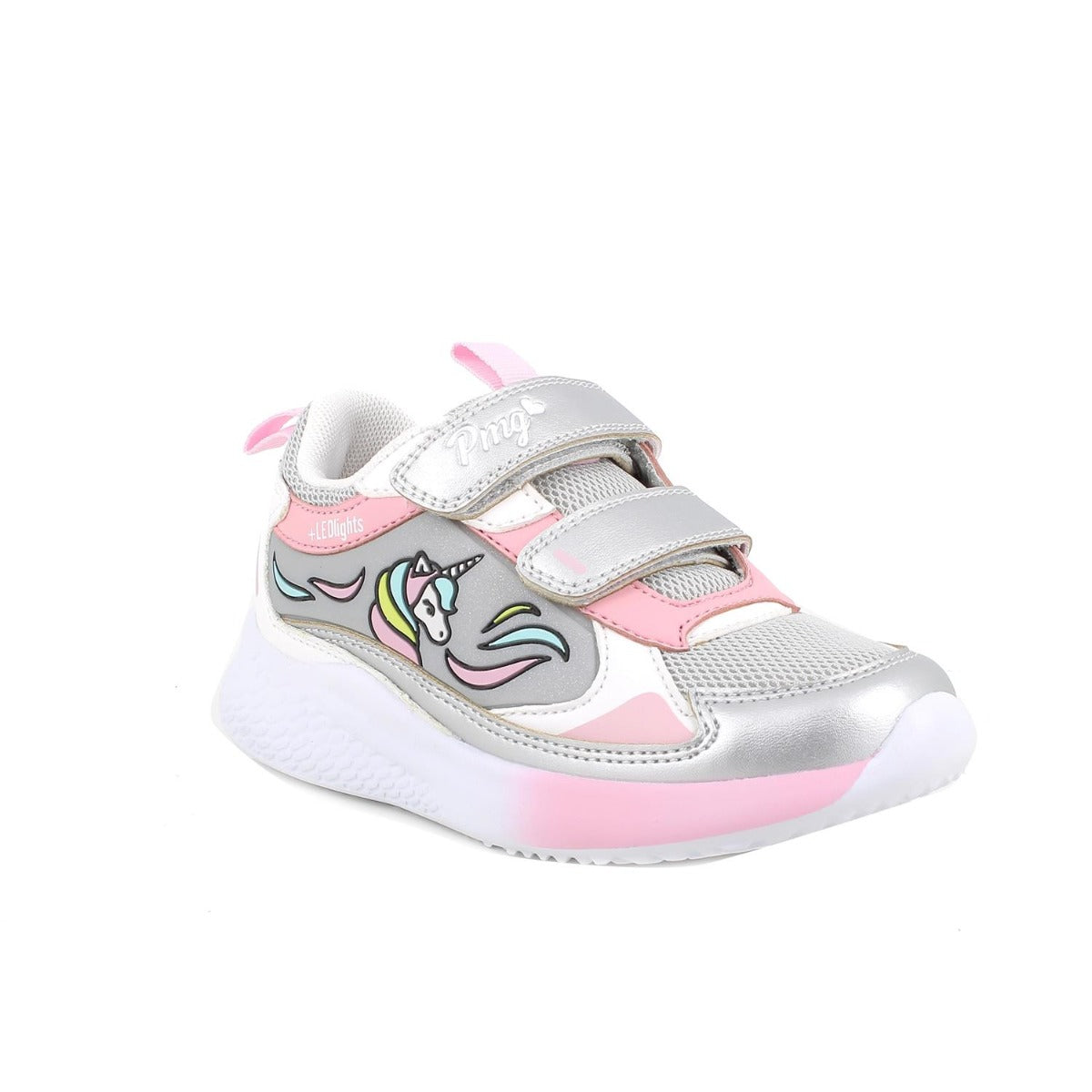 Primigi pantofi fete sport cu LED 27-32 White-Silver cu unicorn Imagine principală a produsului