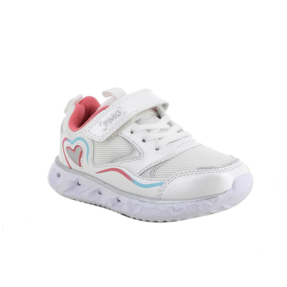 Primigi pantofi fete sport cu LED 27-32 Bianco e rosa cu inimioara