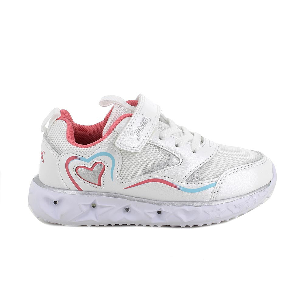 Primigi pantofi fete sport cu LED 27-32 Bianco e rosa cu inimioara