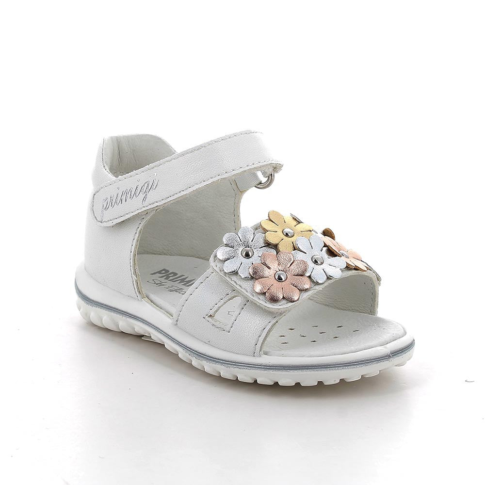 Primigi sandale fete Primii Pasi 18-25 Bianco con strap cu floricele Imagine principală a produsului