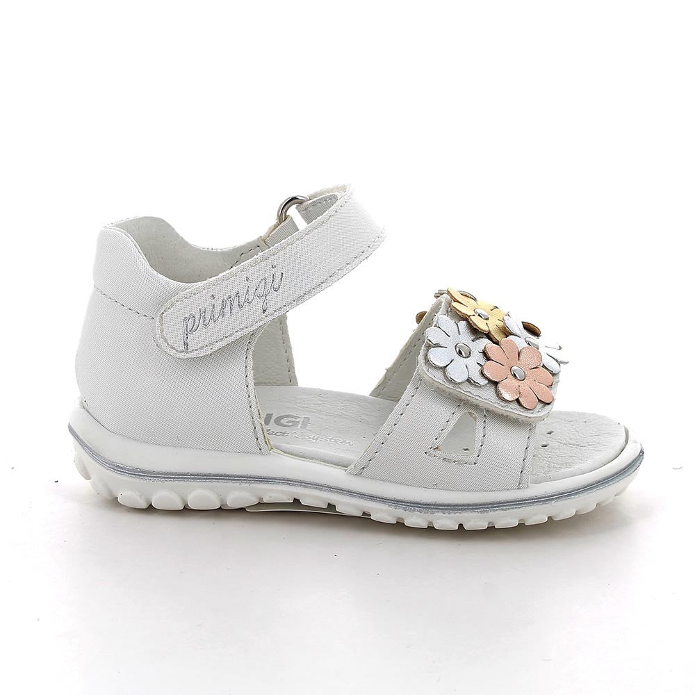 Primigi sandale fete Primii Pasi 18-25 Bianco con strap cu floricele