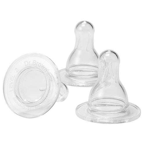 Dr.Brown's Tetine de silicon pentru biberoane Standard, nivelul 1, 2 buc/set,0m+ Imagine principală a produsului