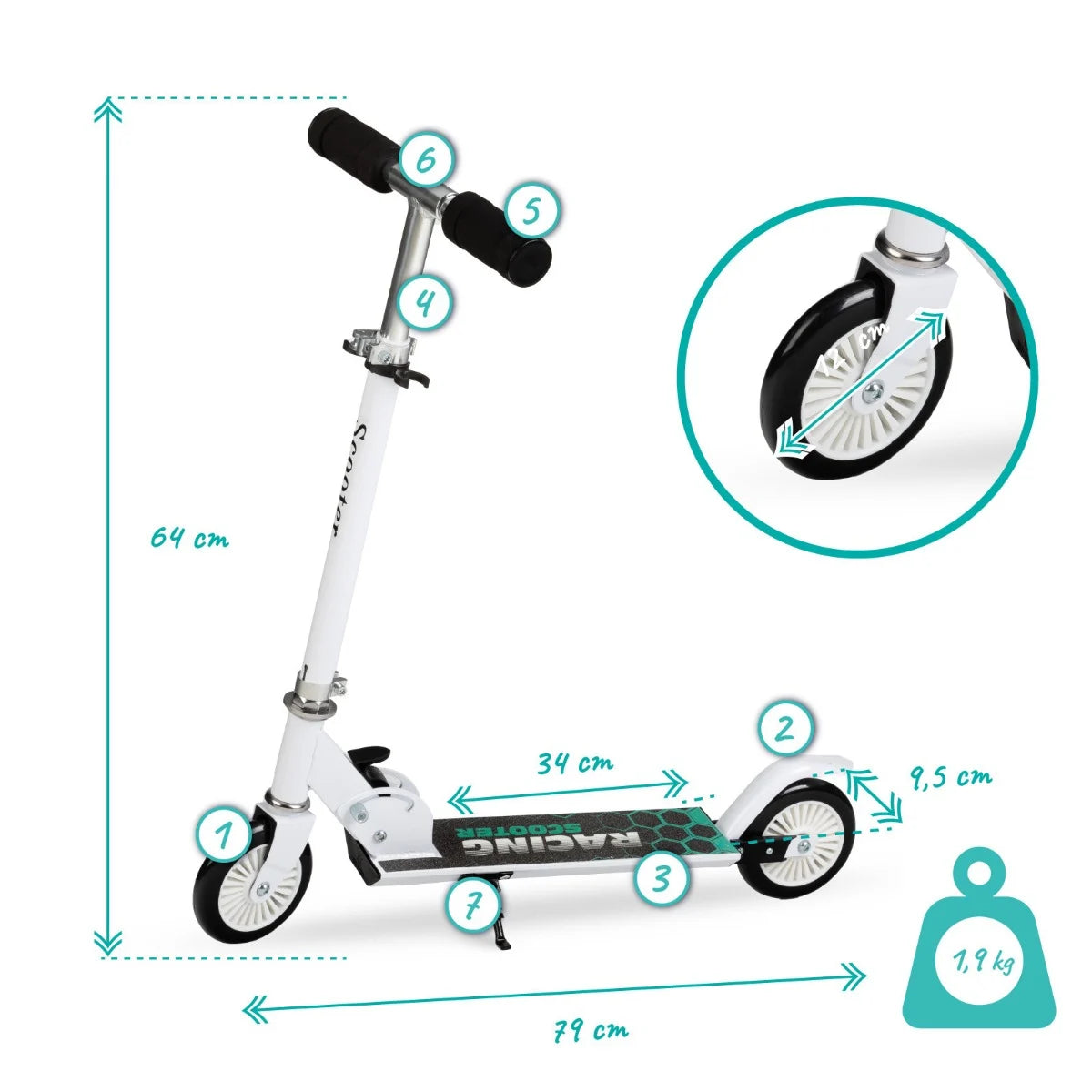 QKids trotineta copii aluminiu FLO 3 ani+ Green Imagine secundară a produsului