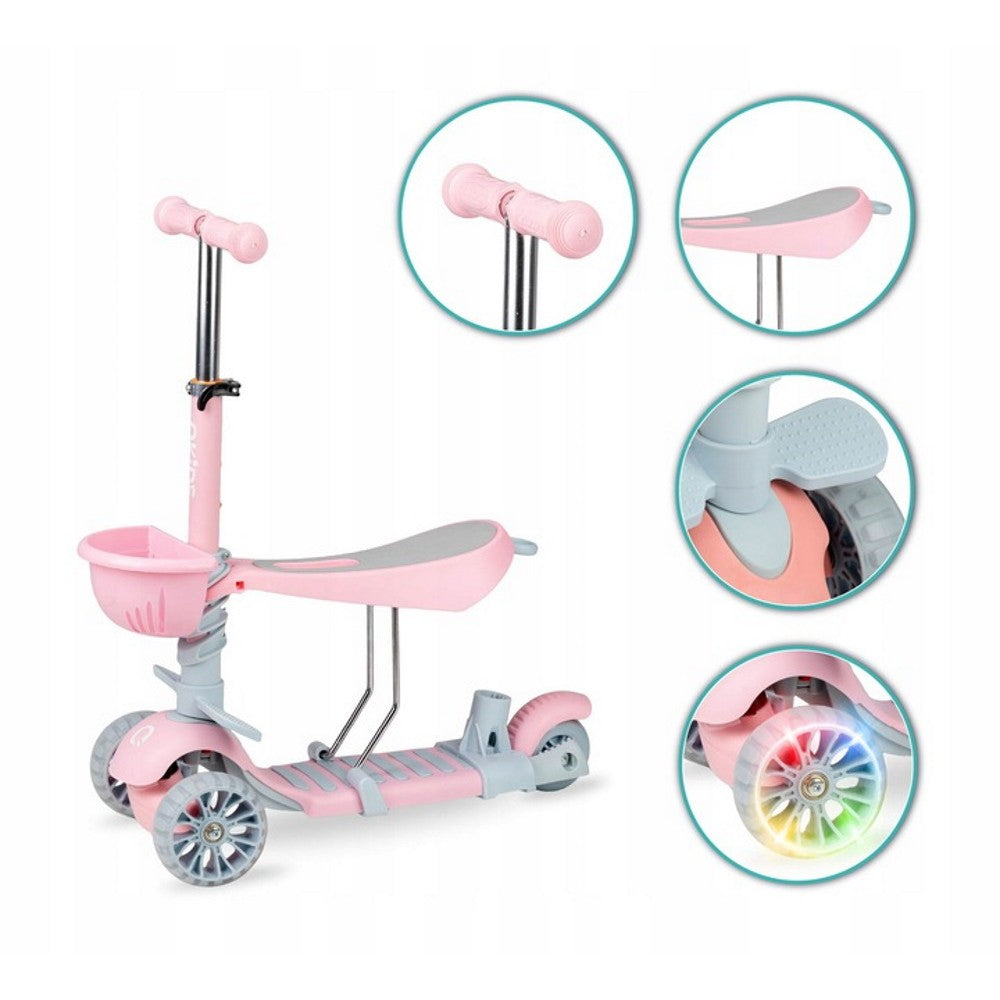 QKids trotineta 3in1 ILI cu 3 roti 12m+, Pink Imagine secundară a produsului