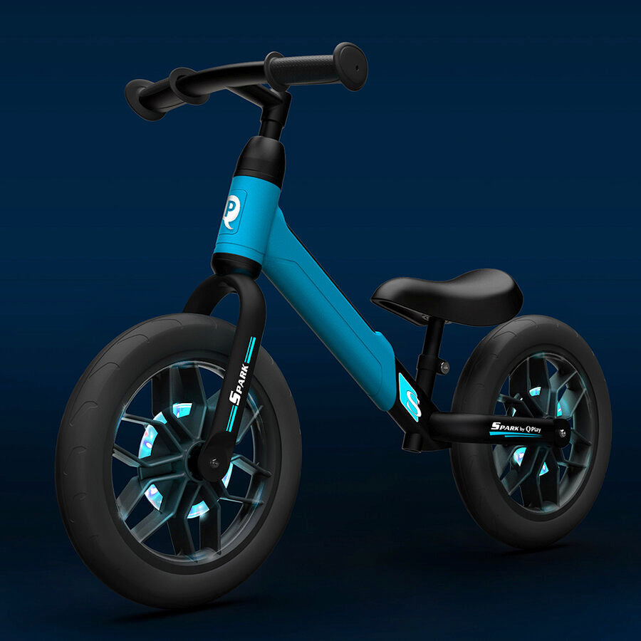 QPlay bicicleta de echilibru fara pedale 12" SPARK cu LED 3-6 ani Blue