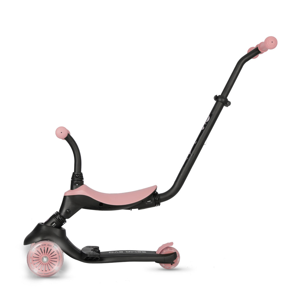 QPlay bicicleta si trotineta 2in1 Sema Evo LED 1-6 ani Coral Pink