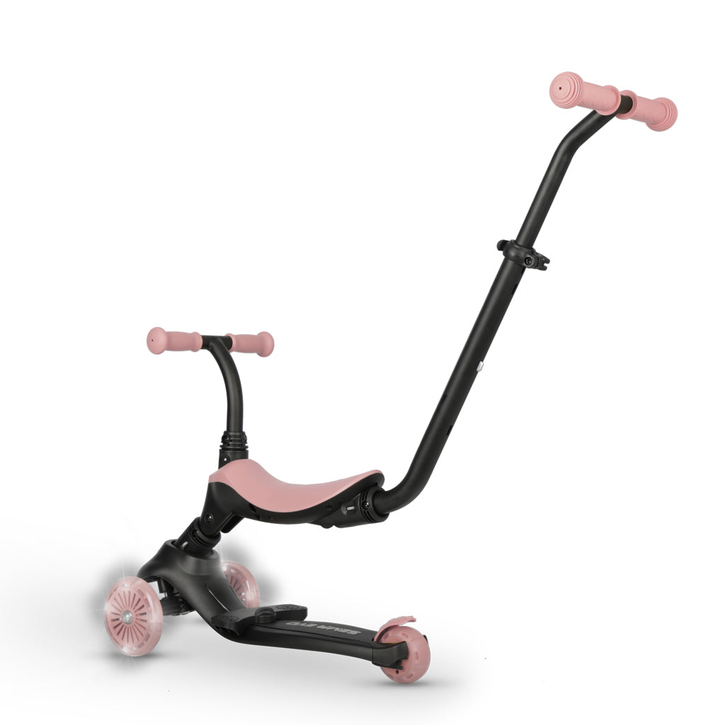 QPlay bicicleta si trotineta 2in1 Sema Evo LED 1-6 ani Coral Pink