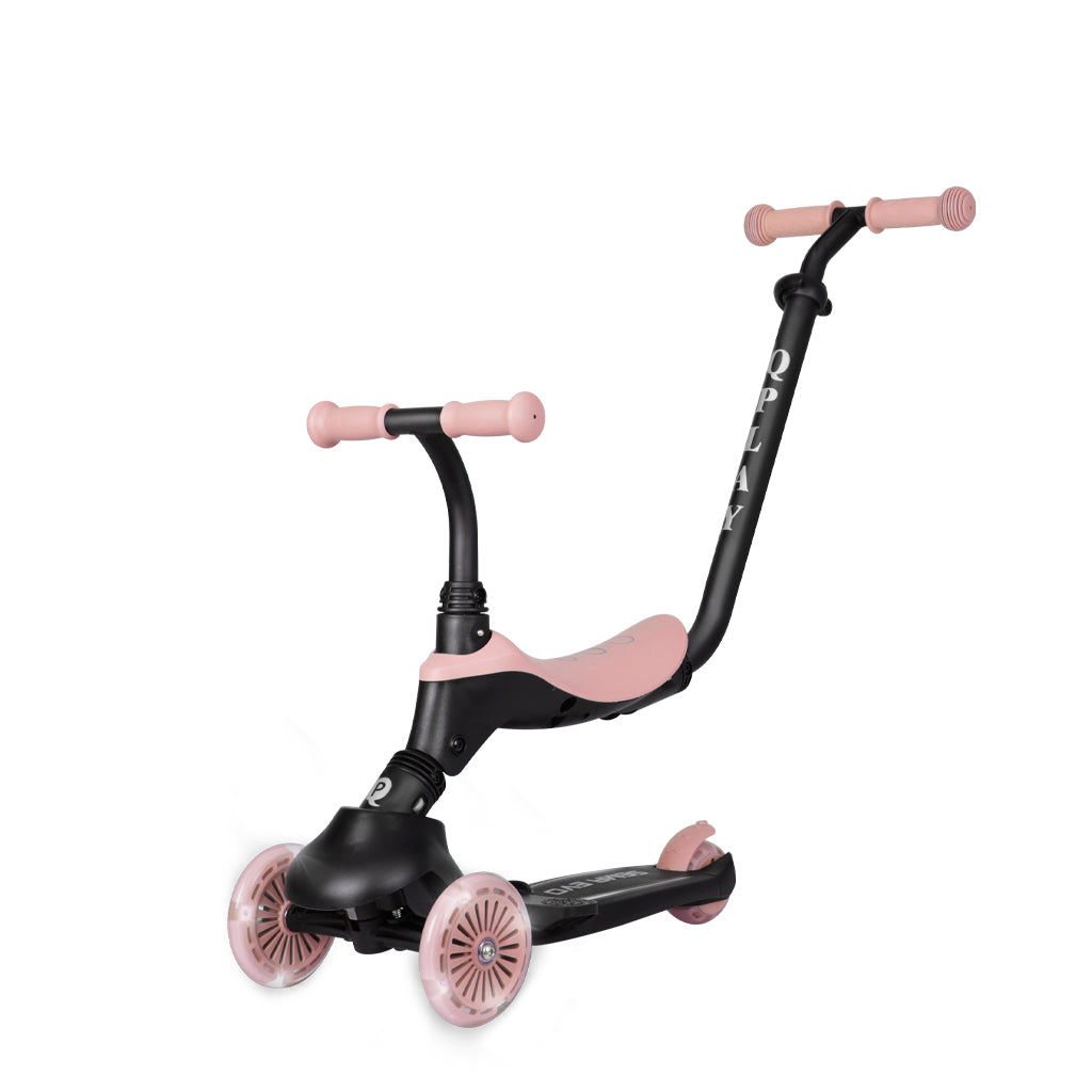 QPlay bicicleta si trotineta 2in1 Sema Evo LED 1-6 ani Coral Pink