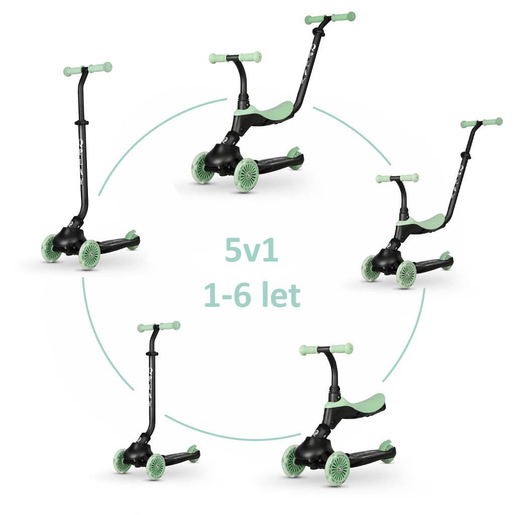 QPlay bicicleta si trotineta 2in1 Sema Evo LED 1-6 ani Jade Green Imagine principală a produsului